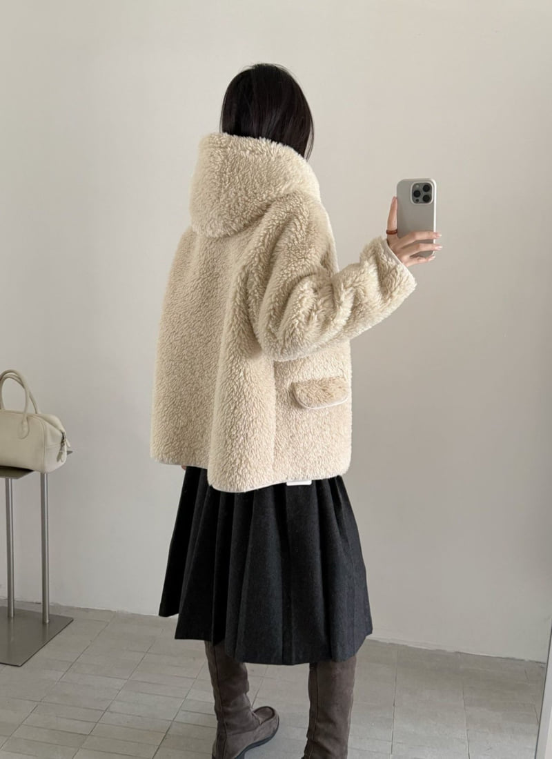 There By - Korean Women Fashion - #womensfashion - Teddy Hood Jumper - 11