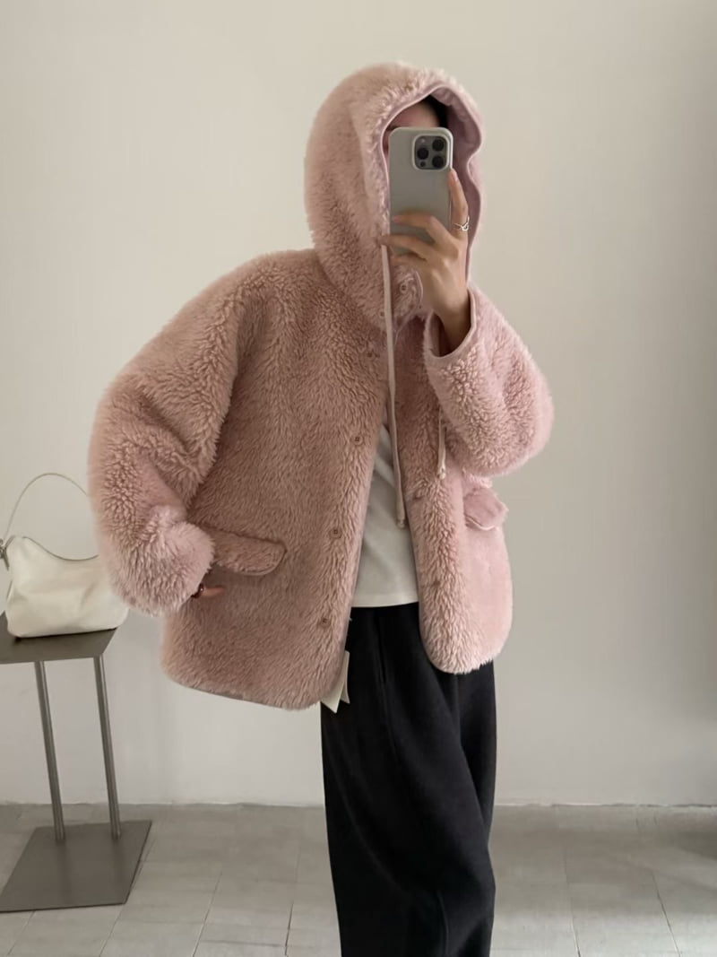 There By - Korean Women Fashion - #womensfashion - Teddy Hood Jumper - 7
