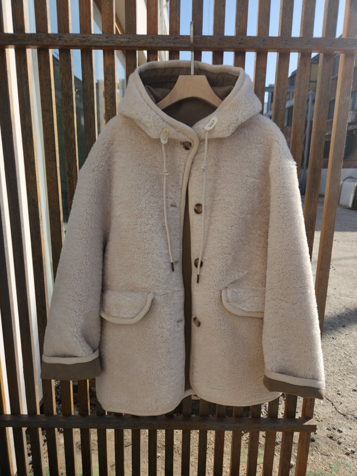 Theres - Korean Women Fashion - #momslook - Button Hood Jacket