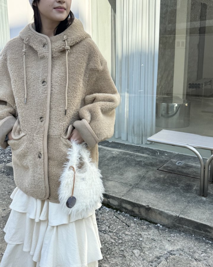 Theres - Korean Women Fashion - #restrostyle - Button Hood Jacket - 6