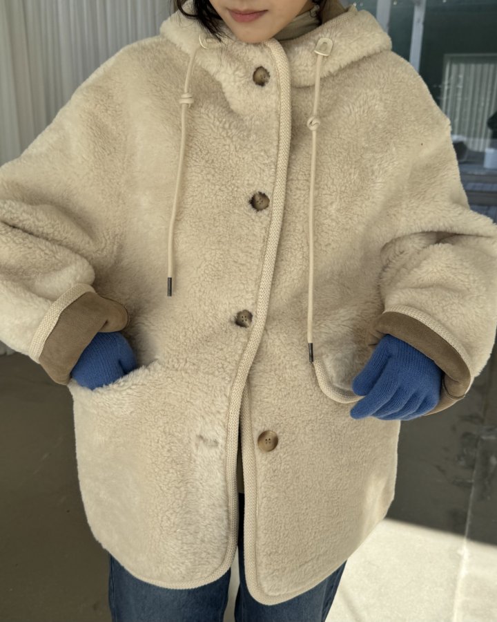 Theres - Korean Women Fashion - #romanticstyle - Button Hood Jacket - 7