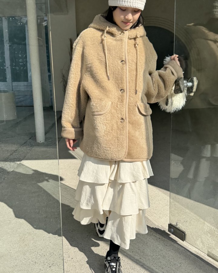Theres - Korean Women Fashion - #shopsmall - Button Hood Jacket - 8
