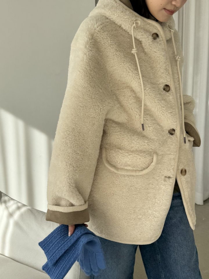 Theres - Korean Women Fashion - #thatsdarling - Button Hood Jacket - 9