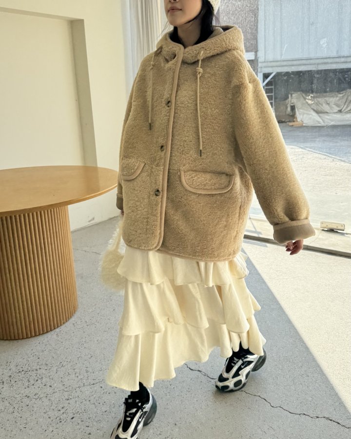 Theres - Korean Women Fashion - #thelittlethings - Button Hood Jacket - 10