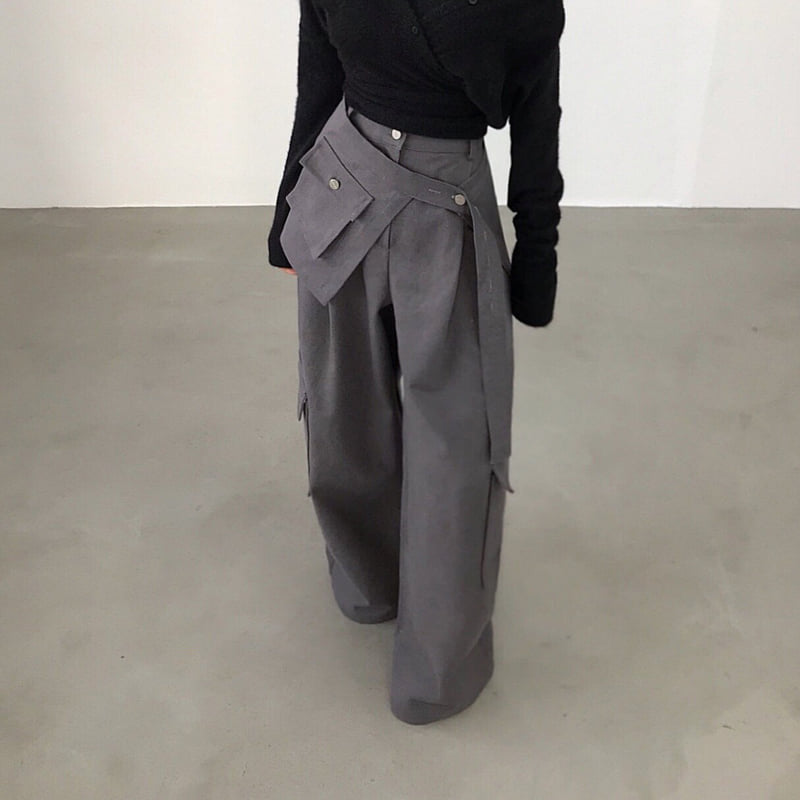 Twomoon - Korean Women Fashion - #momslook - Hamong Wide Wrap Pants - 3