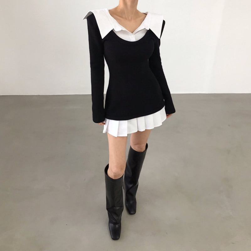Twomoon - Korean Women Fashion - #momslook - Weekly Shirt One-piece - 3