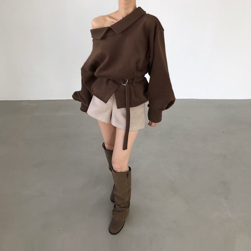 Twomoon - Korean Women Fashion - #momslook - Giselle Collar Sweatshirt - 10