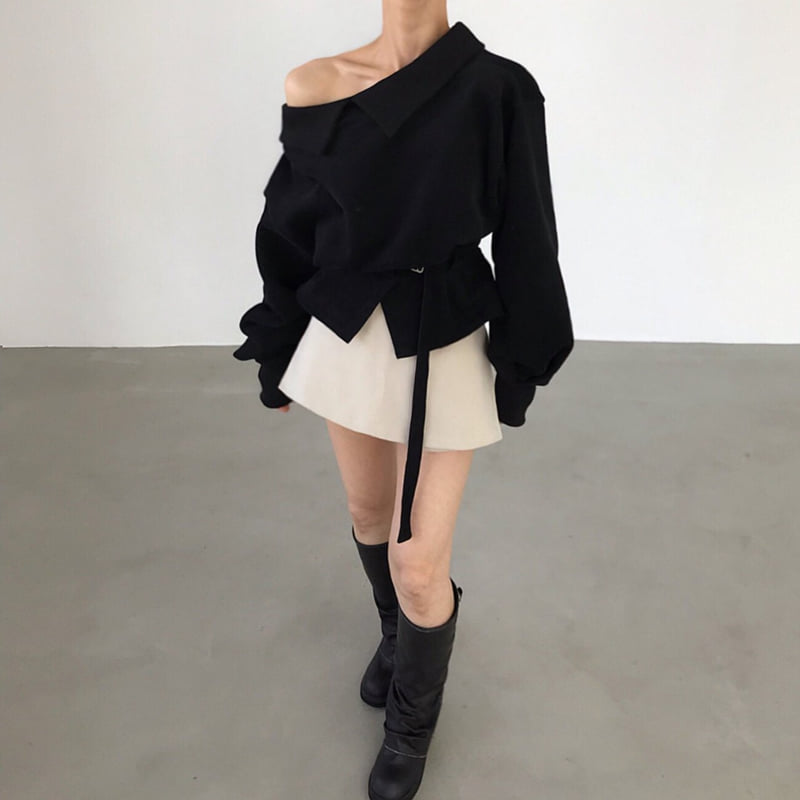 Twomoon - Korean Women Fashion - #momslook - Giselle Collar Sweatshirt - 6