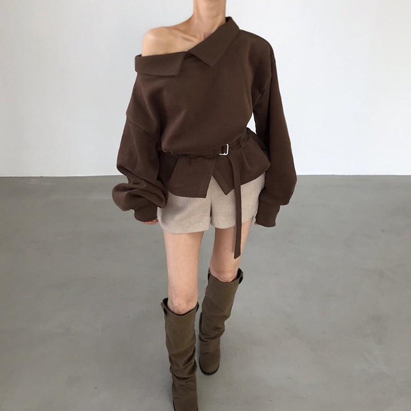 Twomoon - Korean Women Fashion - #momslook - Giselle Collar Sweatshirt - 8