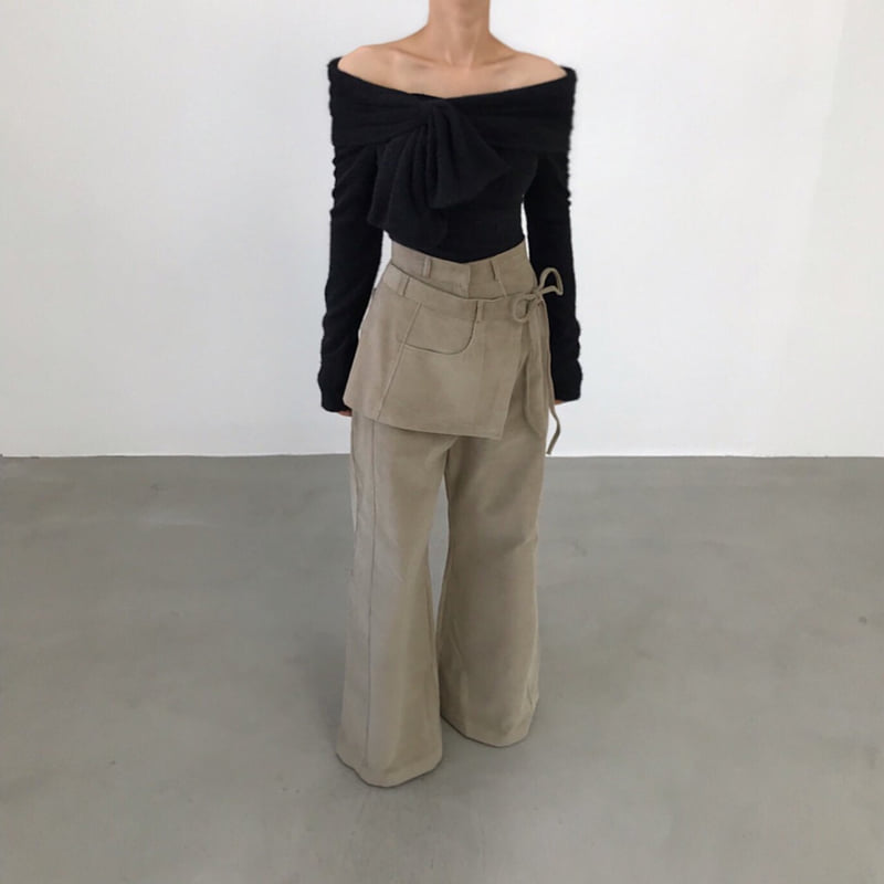Twomoon - Korean Women Fashion - #momslook - French Shoulder Tee - 12