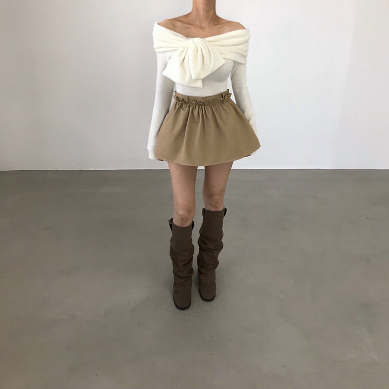 Twomoon - Korean Women Fashion - #momslook - French Shoulder Tee - 8