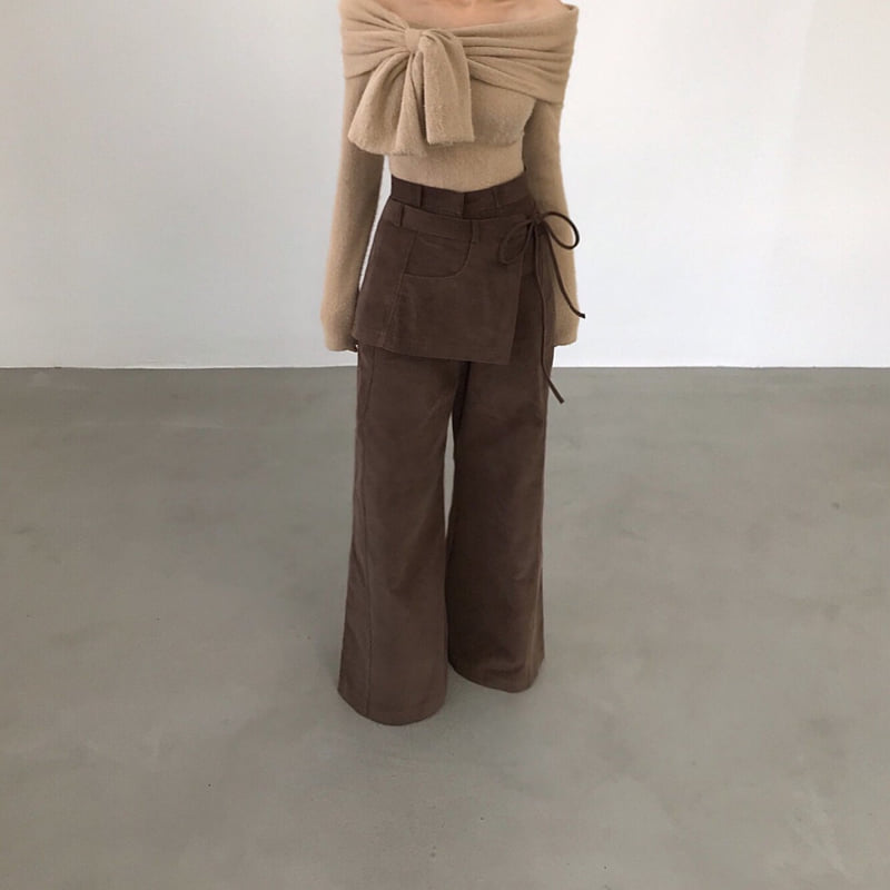 Twomoon - Korean Women Fashion - #momslook - Corduroy One-Flap Pants - 3