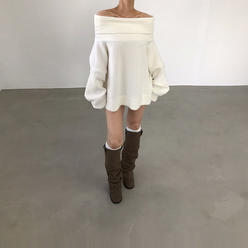 Twomoon - Korean Women Fashion - #momslook - Turtle Wide Knit - 2