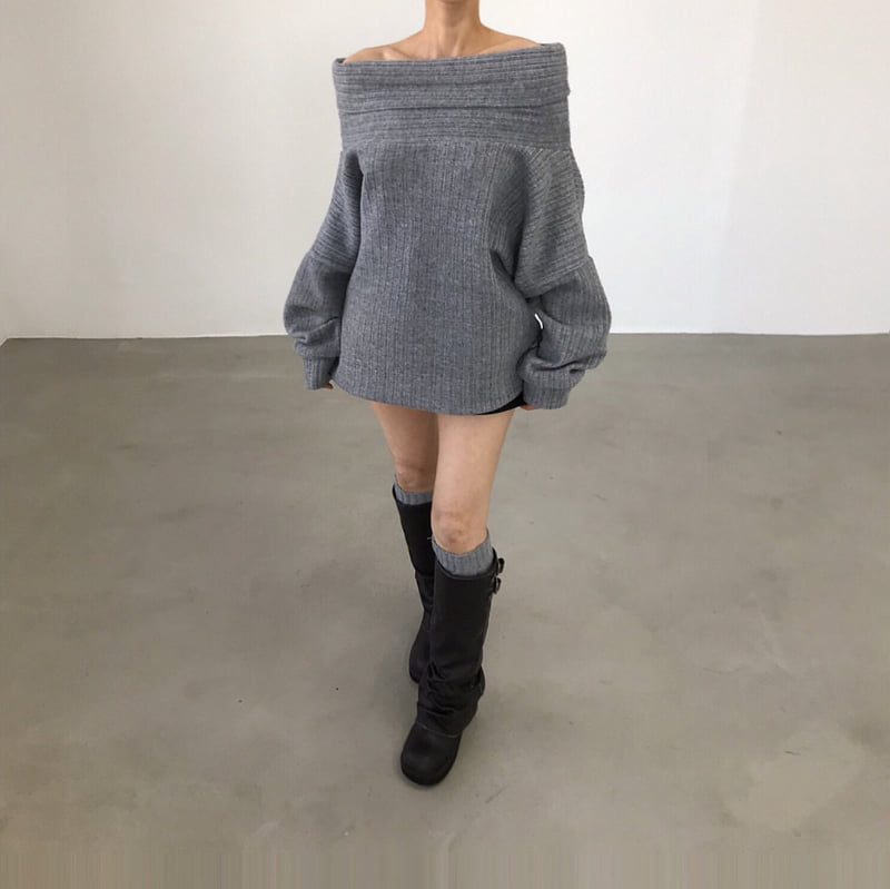 Twomoon - Korean Women Fashion - #momslook - Turtle Wide Knit - 6