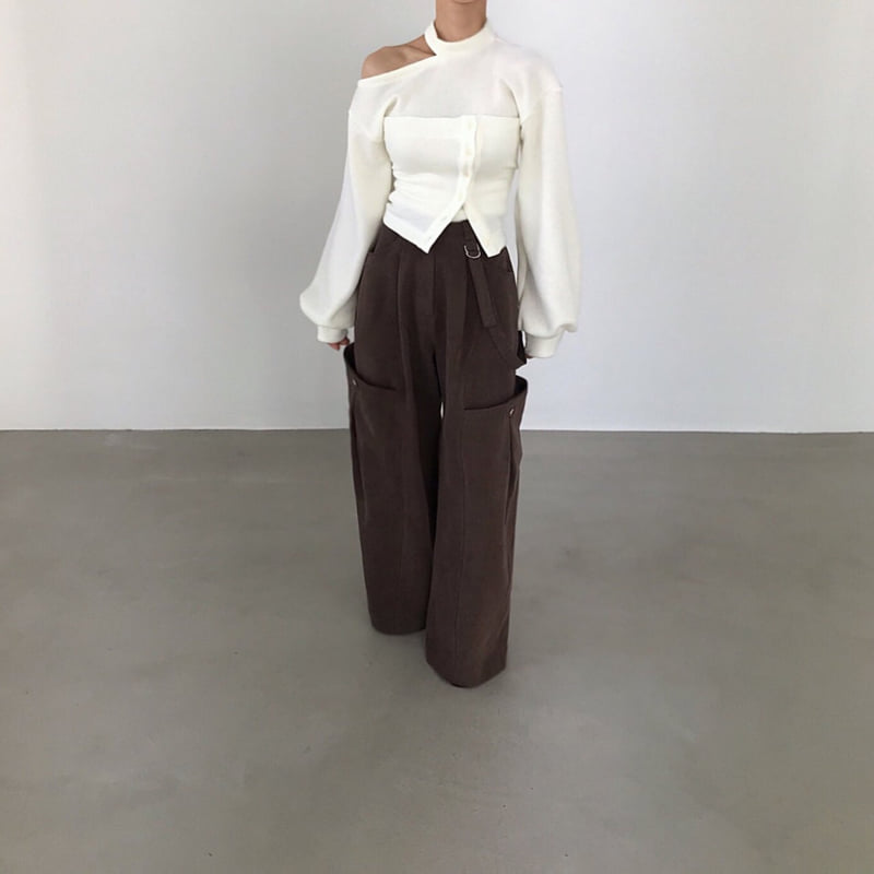 Twomoon - Korean Women Fashion - #restrostyle - Freak Long Pocket Wide Pants - 3