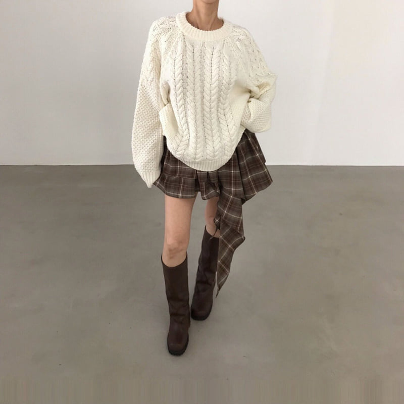 Twomoon - Korean Women Fashion - #thelittlethings - Cable Round Knit - 6