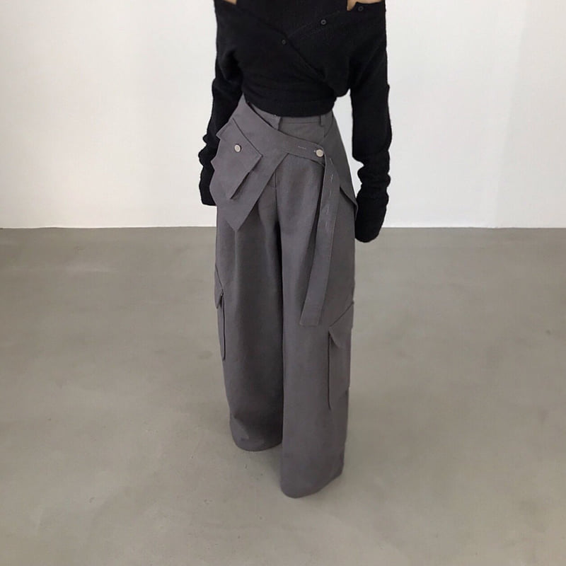 Twomoon - Korean Women Fashion - #momslook - Hamong Wide Wrap Pants - 4