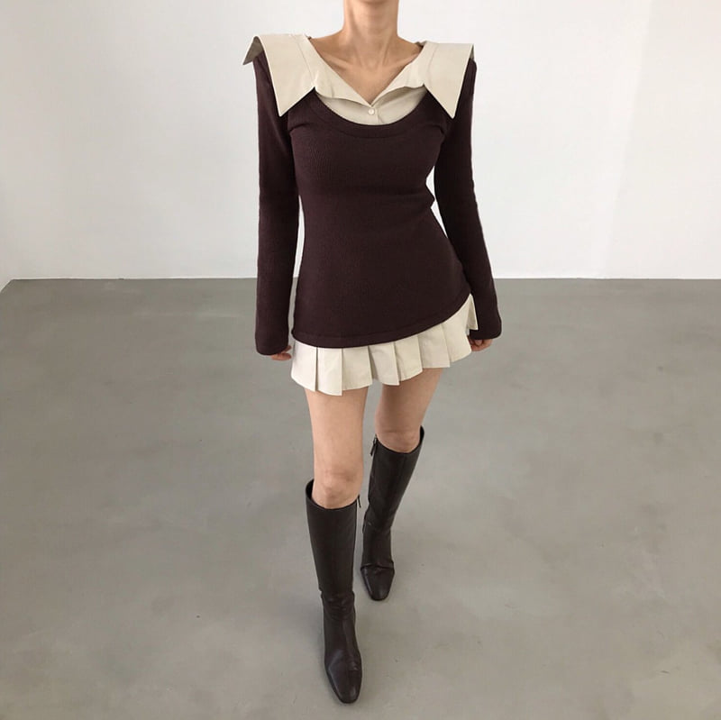 Twomoon - Korean Women Fashion - #womensfashion - Weekly Shirt One-piece - 8