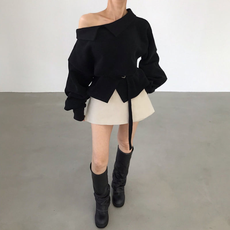Twomoon - Korean Women Fashion - #womensfashion - Giselle Collar Sweatshirt - 5