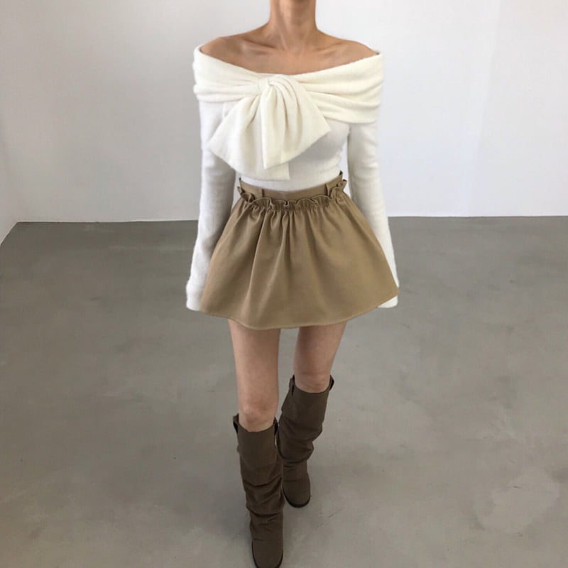 Twomoon - Korean Women Fashion - #womensfashion - French Shoulder Tee - 7