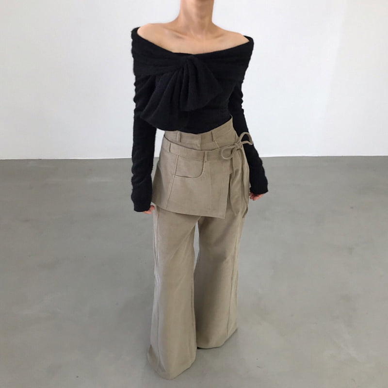 Twomoon - Korean Women Fashion - #womensfashion - French Shoulder Tee - 9