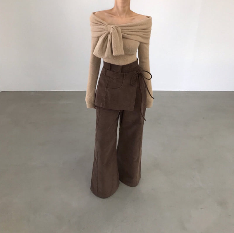 Twomoon - Korean Women Fashion - #momslook - Corduroy One-Flap Pants - 4