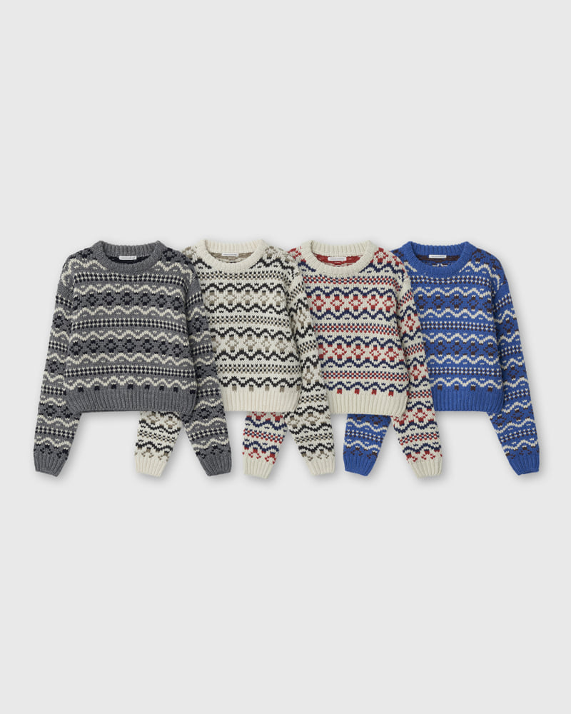 Understanding - Korean Women Fashion - #momslook - Jacquard Round Knit