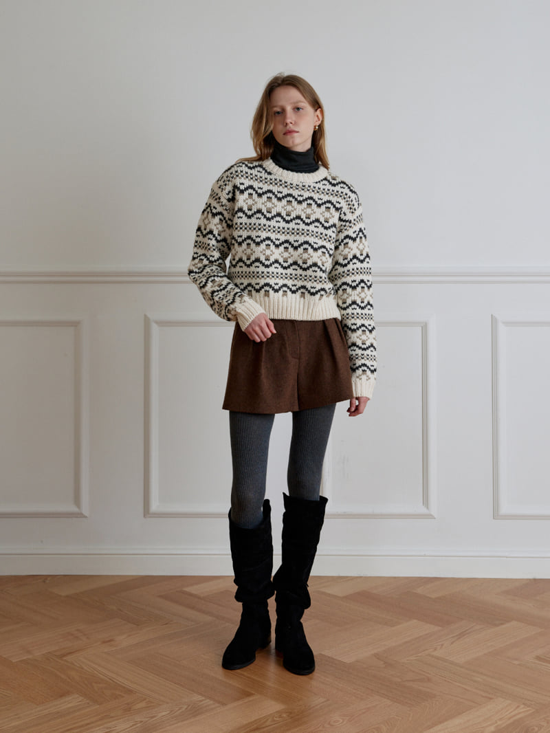 Understanding - Korean Women Fashion - #momslook - Jacquard Round Knit - 3