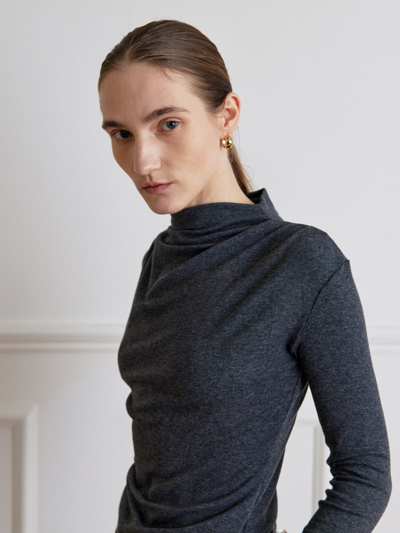 Understanding - Korean Women Fashion - #pursuepretty - Turtleneck Shirring Tee - 3