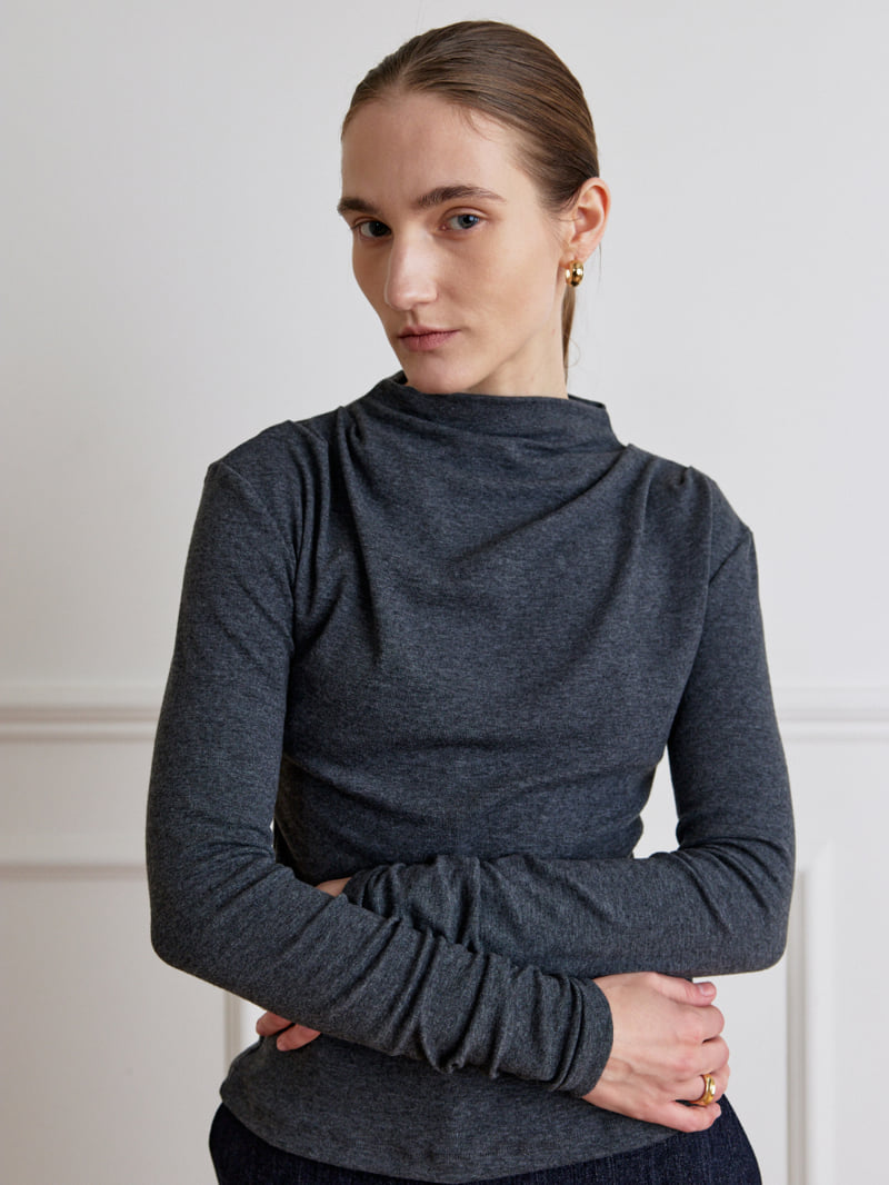 Understanding - Korean Women Fashion - #pursuepretty - Turtleneck Shirring Tee - 4