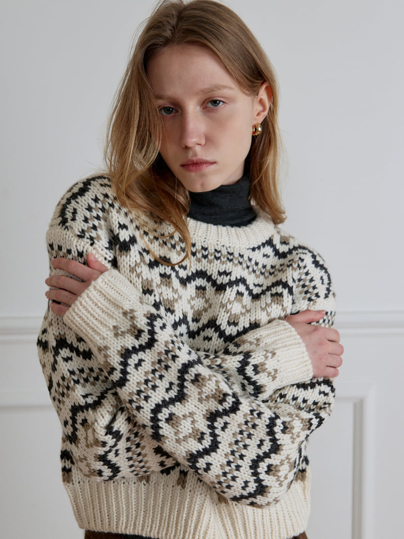 Understanding - Korean Women Fashion - #womensfashion - Jacquard Round Knit - 6
