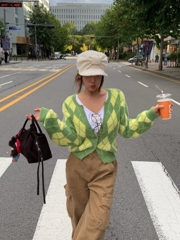 Urban Rabbit - Korean Children Fashion - #discoveringself - Argyle Cardigan (Mom) - 6