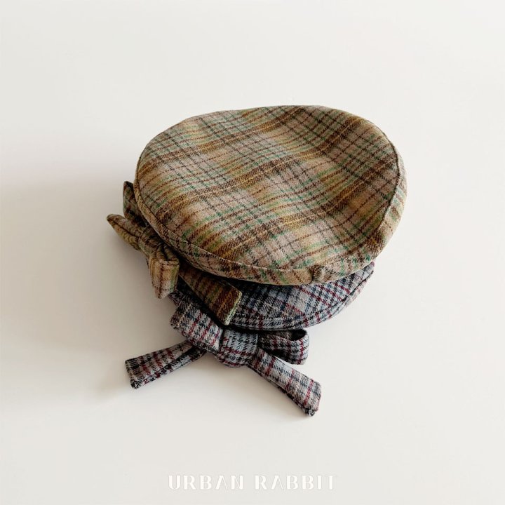 Urban Rabbit - Korean Children Fashion - #fashionkids - Check Beret Ribbon Pin Set