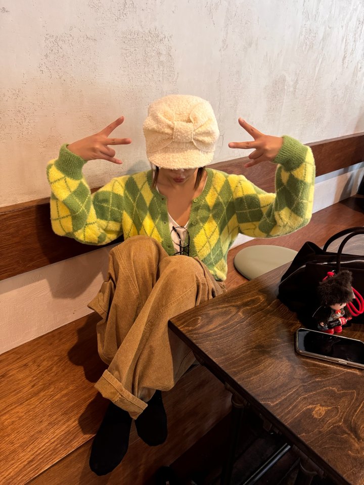 Urban Rabbit - Korean Children Fashion - #kidsshorts - Argyle Cardigan (Mom) - 8