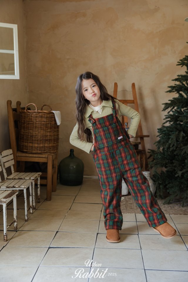 Urban Rabbit - Korean Children Fashion - #kidsshorts - Winter Check Overalls - 3