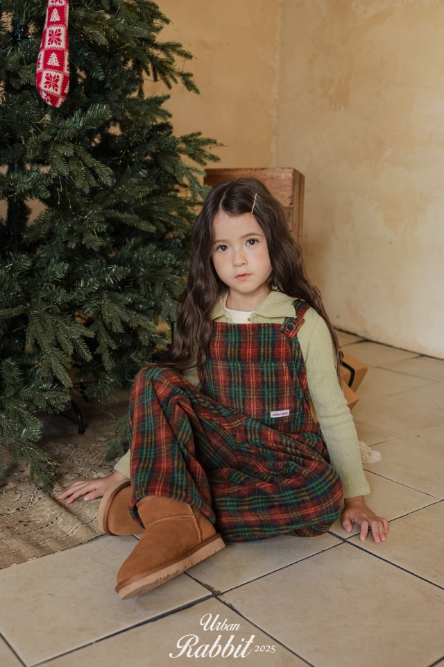 Urban Rabbit - Korean Children Fashion - #kidsshorts - Winter Check Overalls - 4