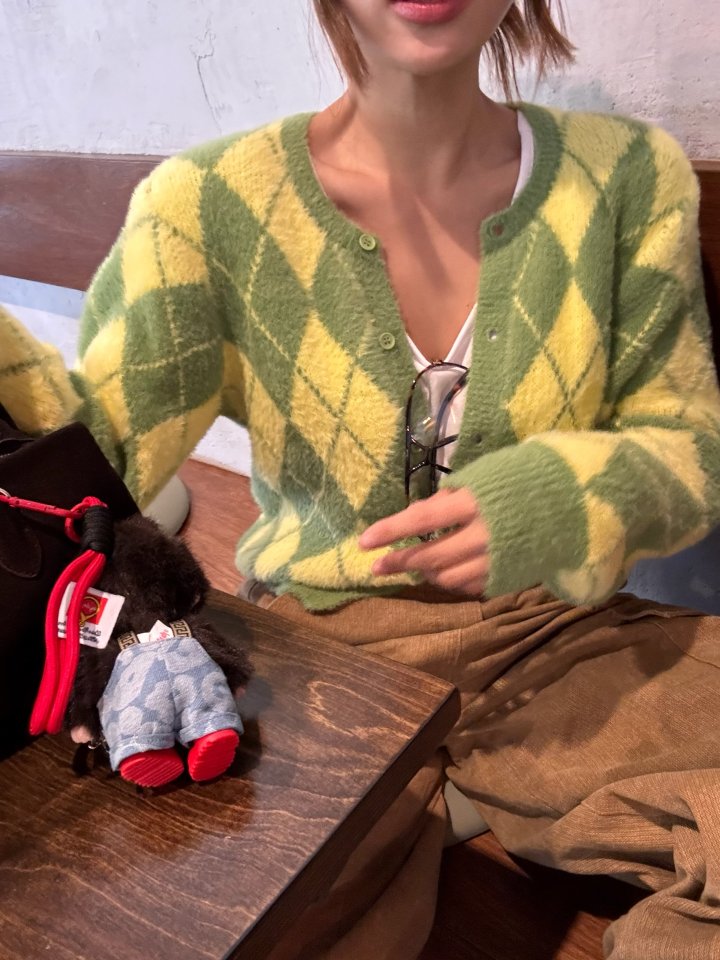 Urban Rabbit - Korean Children Fashion - #kidzfashiontrend - Argyle Cardigan (Mom) - 10