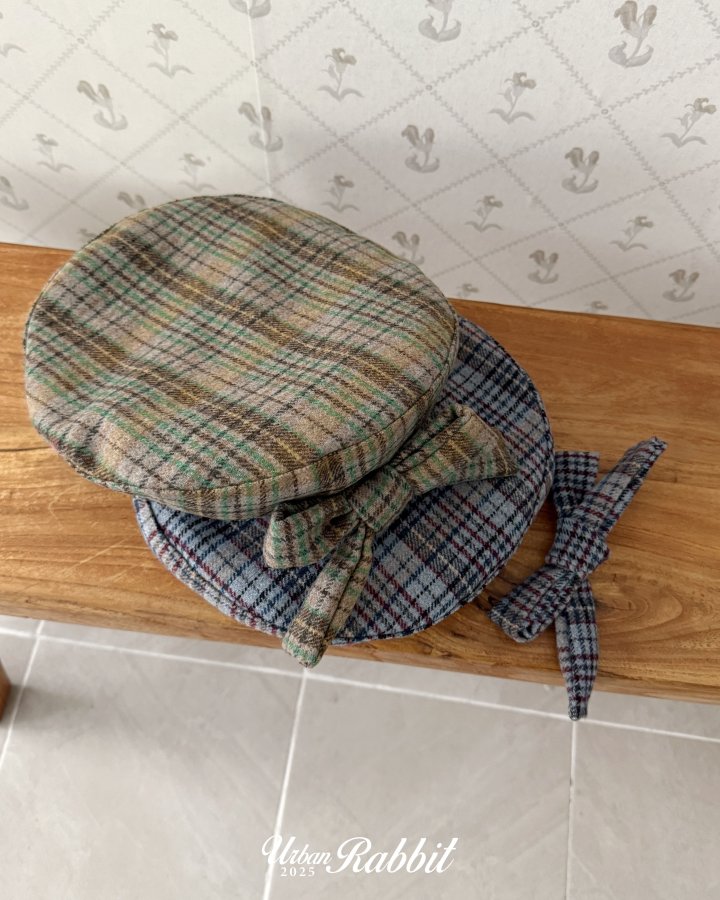 Urban Rabbit - Korean Children Fashion - #littlefashionista - Check Beret Ribbon Pin Set - 6