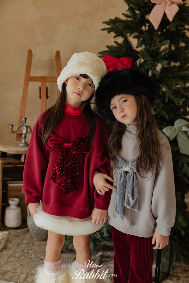 Urban Rabbit - Korean Children Fashion - #minifashionista - Velvet Ribbon Sweatshirt - 3