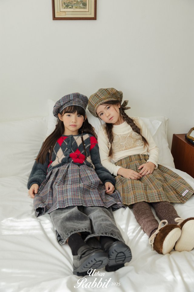 Urban Rabbit - Korean Children Fashion - #minifashionista - Check Beret Ribbon Pin Set - 8