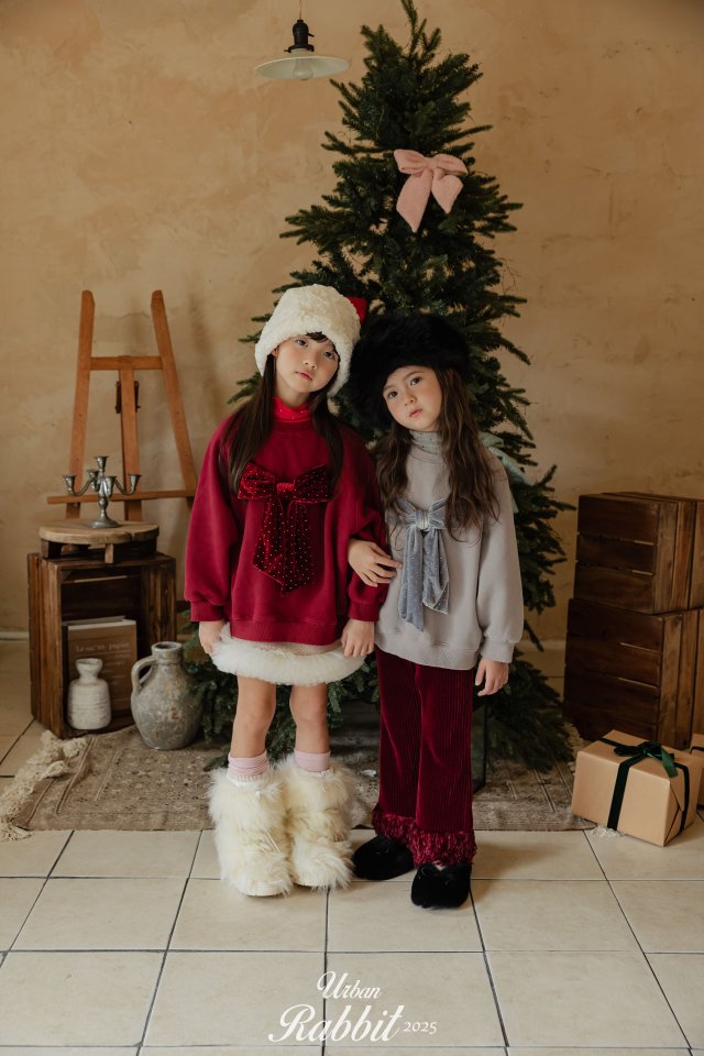 Urban Rabbit - Korean Children Fashion - #minifashionista - Velvet Ribbon Sweatshirt - 4