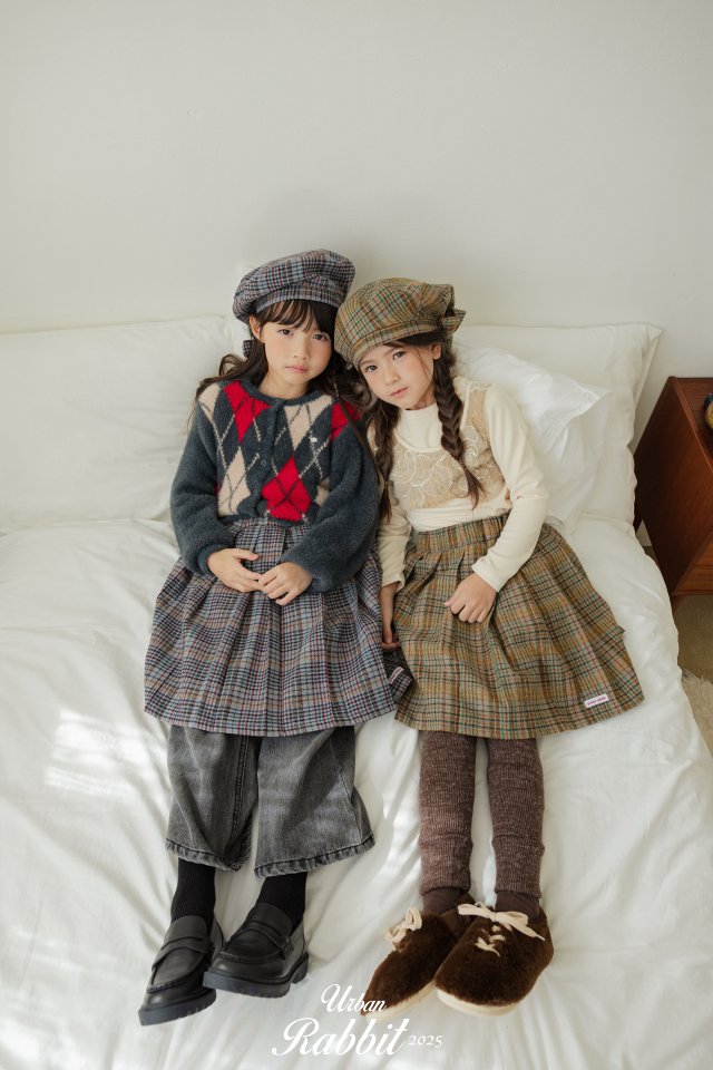 Urban Rabbit - Korean Children Fashion - #prettylittlegirls - Check Long Skirt