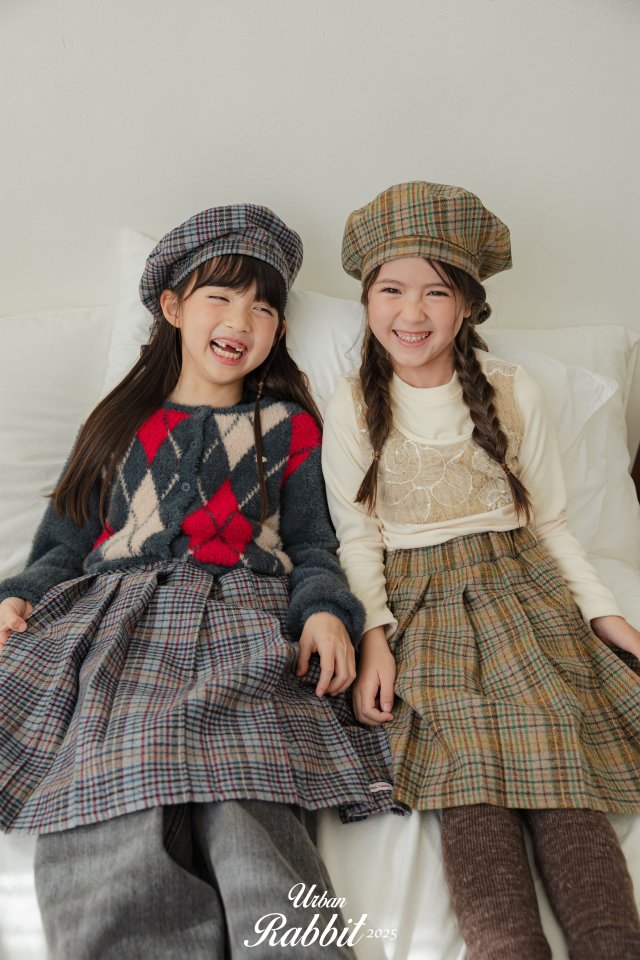 Urban Rabbit - Korean Children Fashion - #prettylittlegirls - Check Beret Ribbon Pin Set - 9
