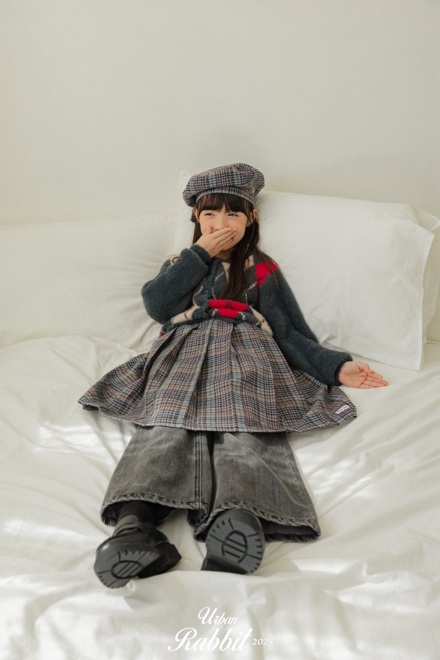 Urban Rabbit - Korean Children Fashion - #todddlerfashion - Check Beret Ribbon Pin Set - 10