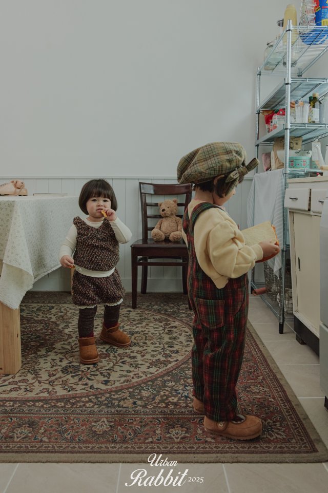 Urban Rabbit - Korean Children Fashion - #toddlerclothing - Winter Check Overalls - 12