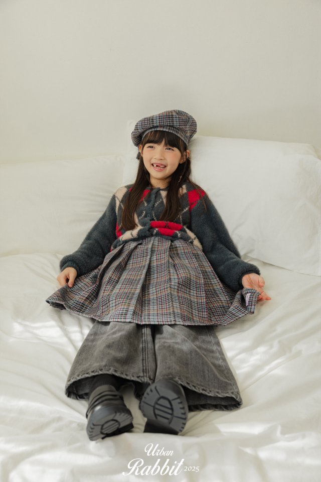 Urban Rabbit - Korean Children Fashion - #toddlerclothing - Check Beret Ribbon Pin Set - 11