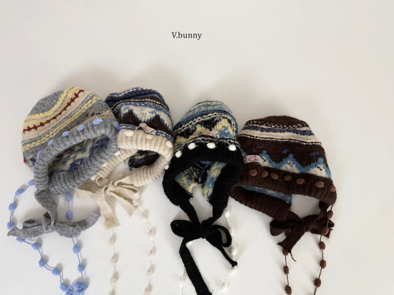V Bunny - Korean Children Fashion - #kidsstore - String Pom Pom Hat - 3
