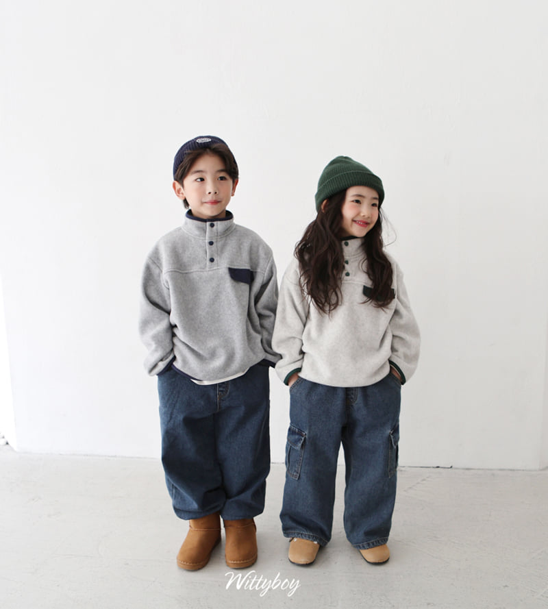 Witty Boy - Korean Children Fashion - #childofig - Natural Cargo Bonding Denim Pants - 8