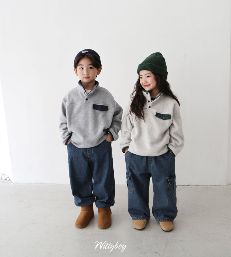 Witty Boy - Korean Children Fashion - #childofig - Natural Cargo Bonding Denim Pants - 9