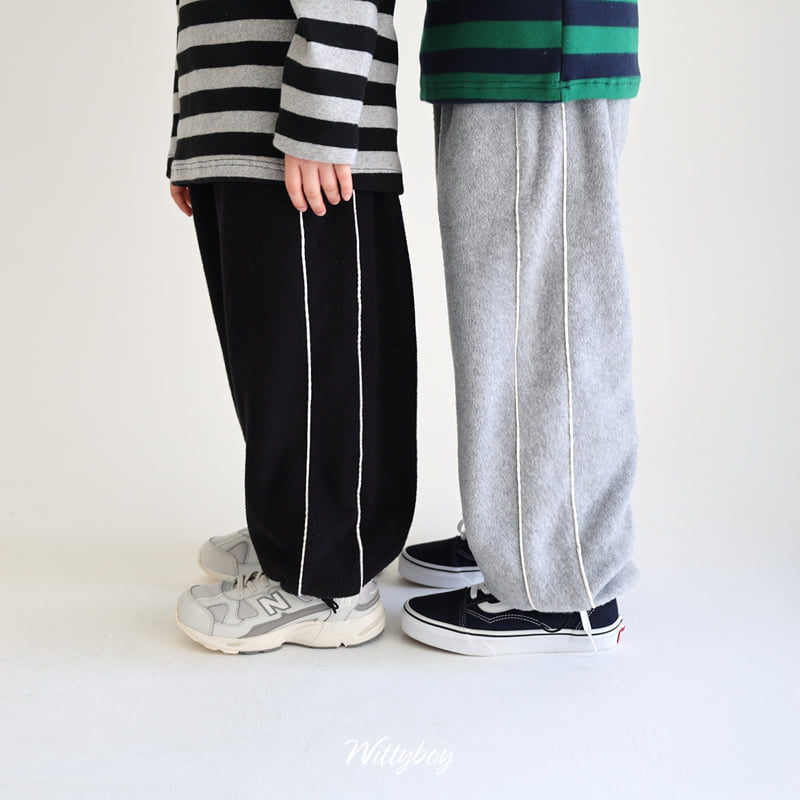 Witty Boy - Korean Children Fashion - #childofig - Line Fleece Pants - 6